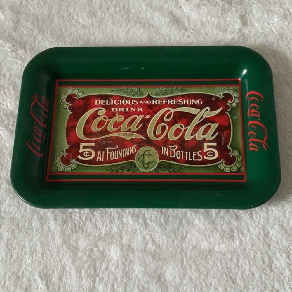 Coca-Cola vintage Green and Red mini Tray 1989 coke